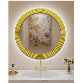 Resim Led Işıklı Safir Gold Dekoratif İşlemeli Duvar Aynası Tekli 43 Cm Gold 