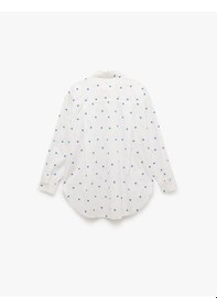 Resim Koton Pamuklu Uzun Kollu Kalp Nakış Detaylı Oversize Gömlek Beyaz 5sak60097pw Beyaz 