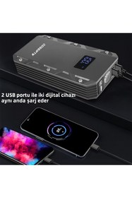 Resim Qasul 3-Ü 1 Arada 10.000 Mah Taşınabilir Akü Takviye Kiti (Powerbank + LCD + LED Işık) 
