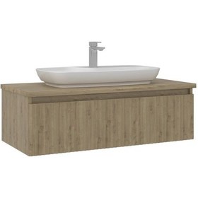 Resim Orka Lentia 100 Cm Meşe Banyo Dolabı Alt Modül Lavabo Meşe 