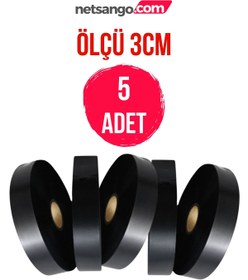 Resim Netsan Etiket 3cm Siyah Saten Kumaş 5x200mt Hafif Yıkamaya Uygundur 