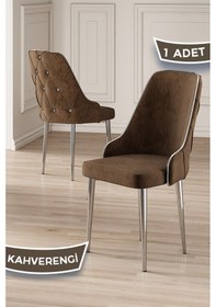 Resim Canisa Krax Serisi, 1.sınıf Babyface Kumaş Mutfak Sandalye, Gümüş Metal Ayak, 1 Adet Kahve Sandalye Sandalye Kahverengi Ayakları Gümüş 