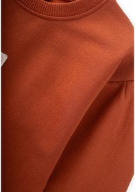 Resim Cigit Etiket Detaylı Sweatshirt Takım 1-7 Yaş Kiremit Kiremit 
