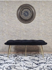 Resim Zafir Ufo Oturak Bench - Gold Kaplama Sivriltme Ayak - Oturak - Bench - Puf - Yatak Ucu Pufu Siyah 