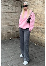 Resim Madmext Kadın Füme Geniş Paça Kargo Cepli Eşofman Altı Mg1615-füme Füme 