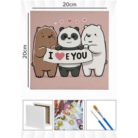 Resim Sayılarla Boyama 20x20 Cm Tuval Seti Fırça Boya Dahil Çıtaya Gerili - I Love You Kafadar 