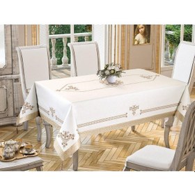 Resim Lale Baskılı Dikdörtgen Masa Örtüsü Gold (319690361) 