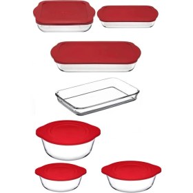 Resim Paşabahçe Kırmızı Kapaklı Borcam Seti 7 Lü 