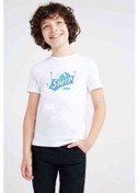 Resim Slurp Juice Baskılı Unisex Çocuk Beyaz T-Shirt 
