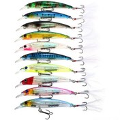 Resim Wezone 10 Adet 0.6-1.8m Dalış Derinlikli 13.6g Abs Minnow Yapay Yem Seti - 4 Tüylü Kancalı 