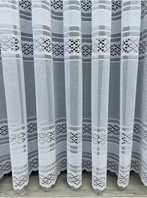 Resim Cortibo Viyana Örme Desenli 1'e 2,5 Orta Pileli Tül Perde Beyaz, 150 x 190 VIYANA-BYZ-077 