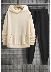 Resim Uyguntarz Unisex Positivity Baskılı Eşofman Takımı Bej 