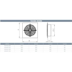 Resim Kayıtes Kdaxis 350 Aksiyel Fan Elektik Pano Soğutma Duvar Pencere Montaj 3110 Debi Agmair Agm Havalandırma 