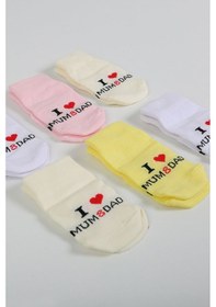 Resim Baby Shez Pamuklu 6'lı Yenidoğan Kız Bebek Çorap Mum Dad "Karışık Renkli" 