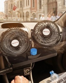 Resim Noname 12V Araç İçi Vantilatör Çift Modlu Döner Başlıklı Oto Fan 