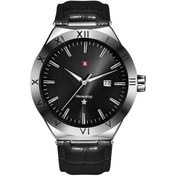 Resim Sones Sanda 5304 Kuvars Erkek Saati Üç Göz Altı Dikiş Basit Takvim Su Geçirmez Bel Saati Kemer Siyah 