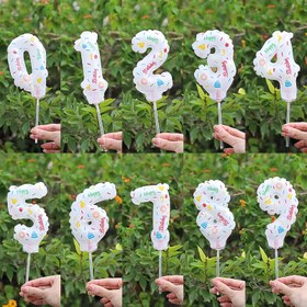 Resim Digital Balon Parti Süslemesi, Pasta Süslemesi, Doğum Günü Tatil Numara Bayrağı, Elde Taşınabilir Alüminyum Film Balon, Grup Numarası, Doğum Günü, Yıldönümü 