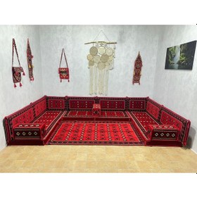 Resim Coton Şark Köşesi Lüx Minderli Oda Takımı Konsept Kırmızı 19parça 