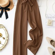 Resim Kadın Modası Kırışık Pantolon, Polyester, Kışlık/Sonbahar, Kuşaklı, Geniş Bacak, Yetişkin, Dokuma Kumaş 