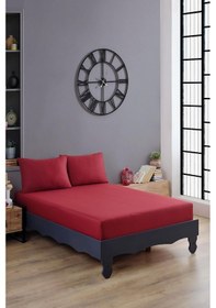 Resim Varol Ranforce %100 Pamuk Çarşaf Takımı Kırmızı/160x200cm Kırmızı 