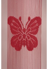 Resim Kelebek Model Bordo Renk Ip Perde Hazır Düğmeleri Dikilmiş Ip Pe Bordo 