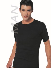 Resim Güneri Underwear Erkek Siyah Ribana Yarım Kol Atlet % 100 Pamuklu Fanila 3'lü Paket 113-3s Siyah 