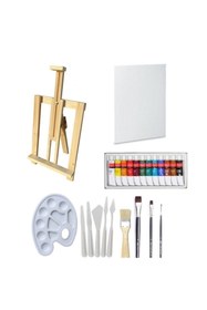 Resim Superior Hobi Market Akrilik Boya Başlangıç Seti-masaüstü Şövale Promosyon 