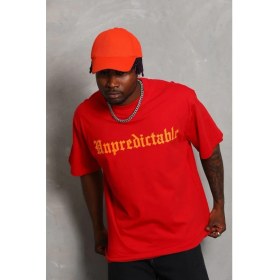 Resim Marsilyan Oversize Baskılı Bisiklet Yaka T-Shirt - Kırmızı - 