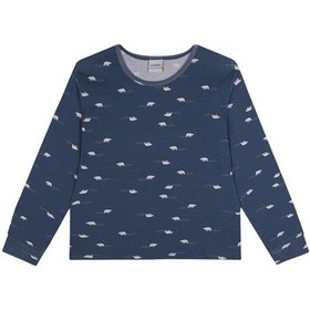 Resim Antebies Organik Lacivert Kutup Ayısı Desenli Beli Lastikli Uzun Kollu Erkek Çocuk Pijama Takımı 