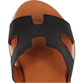 Resim Napa Shoes Kadın H Kesimli Düz Taban Hakiki Terlik Napa-1202 Siyah 
