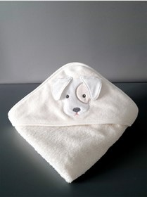 Resim Tanem Home %100 Pamuk Krem Köpek Desen Nakışlı Bebek Havlu Kundak 75x75 Cm 