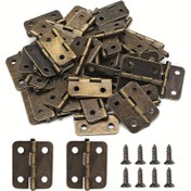 Resim 10 Adet Mini Bakır Menteşe, 18x16mm, Cilalı Metal, Klasik Stil, Kapı Montajı, Dokunmatik Kontrol, Ahşap Mücevher Kutusu, Dolap, DIY El Sanatları Aksesuarları için 40 Adet Yedek Vida ile 