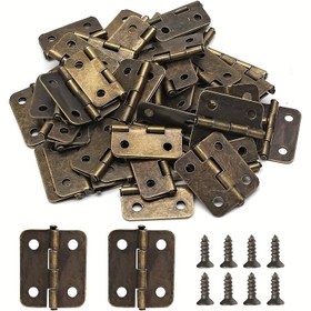 Resim 10 Adet Mini Bakır Menteşe, 18x16mm, Cilalı Metal, Klasik Stil, Kapı Montajı, Dokunmatik Kontrol, Ahşap Mücevher Kutusu, Dolap, DIY El Sanatları Aksesuarları için 40 Adet Yedek Vida ile 