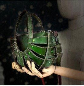 Resim Carıdea El Yapımı Hakiki Deri Bayan Çanta, Clutch, El Omuz Çantası V55 Haki 