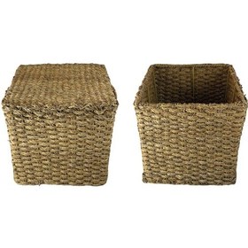 Resim Dekoratif Dikdörtgen Sıra Hasır Jüt Puf 40x40cm Kahve 