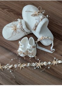 Resim htk butik Anne Bebek Seti Lohusa Seti Lohusa Terlik Lohusa Tacı Bebek Tacı 