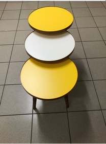 Resim 3.lü Zigon Sehpa SARI- EKRU (KREM) 18mm 1.sınıf Mdf Lam Tabla 