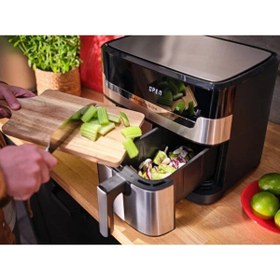 Resim TEFAL Çift Hazneli Easy Fry & Grill Dual Yağsız 8.3 Litre Fritöz ve Tefal 1500W Cam Hazneli robot 
