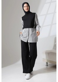 Resim Mihran Butik Kadın Siyah Mevsimlik Penye Alt Üst Spor Ve Rahat Ikili Tunik Pantolon Şık Tesettür Takım Siyah 