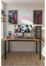 Resim 120 Çam Oyun Çalışma Masası Gaming Masa Ofis Masası 9121 Atlantik Çam - Siyah 