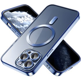 Resim Fibaks iPhone 11 Pro Max Kılıf Kamera Lens Korumalı Magsafe Şarji Şeffaf Renkli Yumuşak Kapak Sierra 