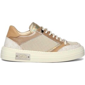 Resim Celal Gültekin Kadın Bej Vizon Bağcıklı Kalın Tabanlı Deri Sneaker 