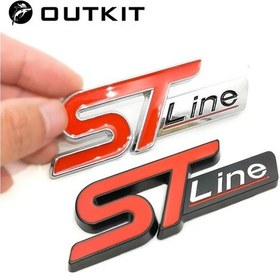 Resim Mavi Bant-metal Kırmızı Mavi St Hattı Ön Etiket Araba Kafa Amblem Rozeti Krom Etiket Ford Fıesta Focus Mondeo Oto Araba 