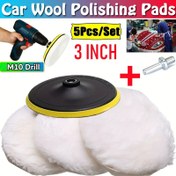 Resim 5'li Set 7.62 cm Araba Parlatma Cilalama Tekerlek Pedi Araba Parlatıcı Kiti için M10 Matkap Bağlantısı Araba Boya Bakımı Araba Stil 