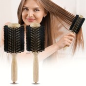 Resim Kadınlar için Sökülebilir Kuyruk İğnesi ile Detachable Tüy - Ekstra Büyük Profesyonel Saç Stil Aracı, Hafif Dalgalı Saçlar için Sökülebilir Tasarım ve Çoklu Boyutlar, Salon ve Ev Kullanımı için Dayanıklı Ahşap Sap, Saçlar için Kıvırma Makinesi, Ergonomik Saç Fırçası, Yüksek Kaliteli Kıllar, Güzellik Tutkunları 
