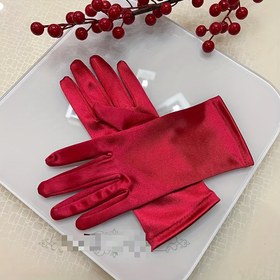 Resim Barok Stilinde Zarif Düğün Eldivenleri - Kırmızı Altın Tonlu Detaylarla, Kadınlar İçin Dekoratif Düğün ve Parti Eldivenleri, Düğün Aksesuarları, Zarif Aksesuar, Pürüzsüz Dokusu 