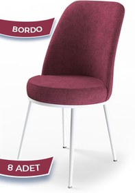 Resim Canisa Concept Dexa Serisi, Üst Kalite Yemek Odası Sandalyesi, Metal Beyaz Iskeletli, 8 Adet Bordo 