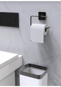 Resim Yapışkanlı 4 Lü Set Uzun Havluluk Yuvarlak Havluluk Wc Kagıdı Askısı Kağıt Havluluk Askısı Siyah 