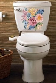 Resim Sulu Boya Mor Pembe Lila Güller Klozet Sticker Banyo Sticker 