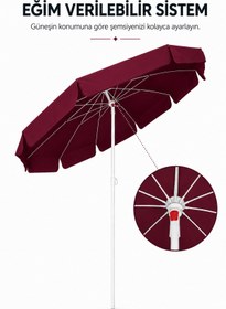 Resim Düvenci Bordo Plaj Şemsiyesi 200 cm çap /10 telli, Polyester Kumaş 